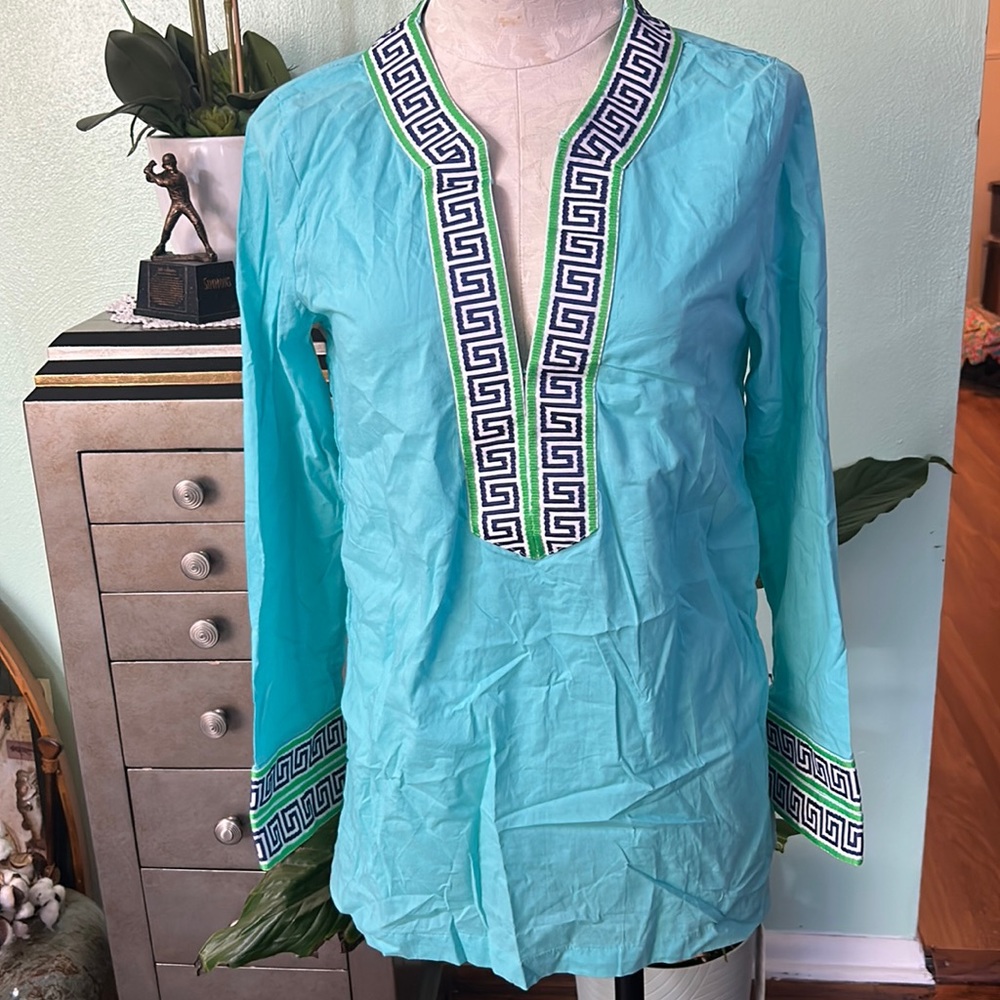 MacBeth collection turquoise tunic top - Picture 1 of 13